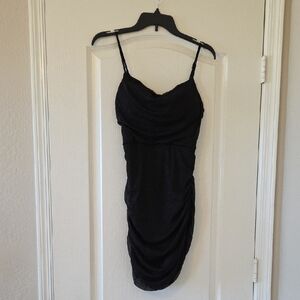 E.L.H Sudio Black Shimmer Draped Women's Dress